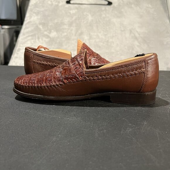 Brass Boot Loafers Men\'s 9 M Brown Leather Genuine Caiman Alligator main image 5